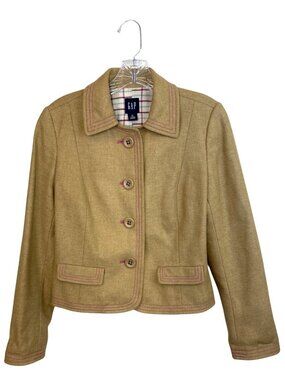 Vtg GAP Wool Blend Blazer Jacket Women's XS Button Up Preppy Academia Y2K